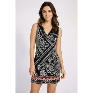 NWT White House Black Market Small Sleeveless Black and White Drop Waist Tunic
